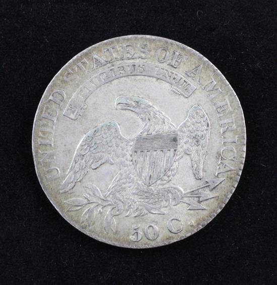 A US 1825 50 cents coin, VF.